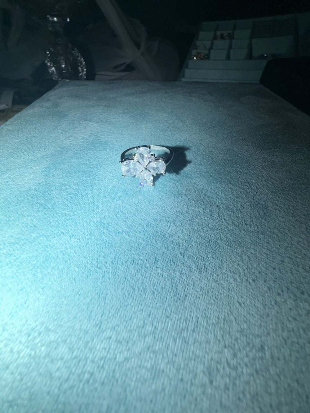 Cubic Zirconia Flower Cluster Ring size 9